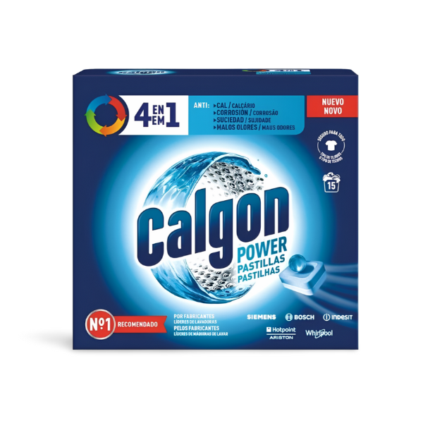 Calgon : antical para lavadora en pastillas Power 4 en 1 caja 15 unidades .