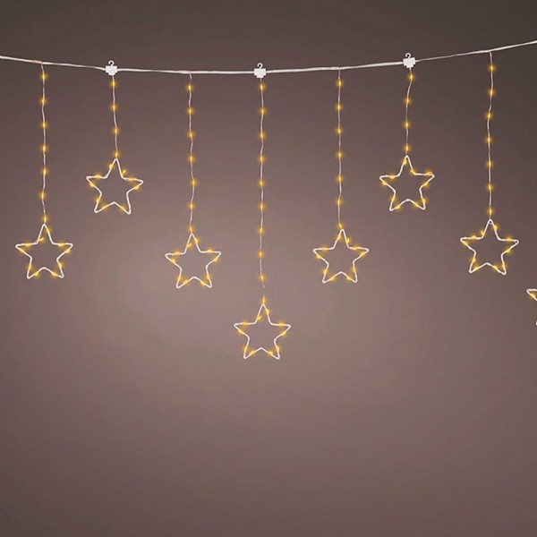 Cortina con estrellas, multifunción, uso exterior, blanco cálido, 156 leds, cable cobre, 1,2 m
